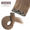 FUBILI Ash Brown clip in hair extensions Natural Remy Real Human straight Hair Extensions 30g 5pcs 22 Inch