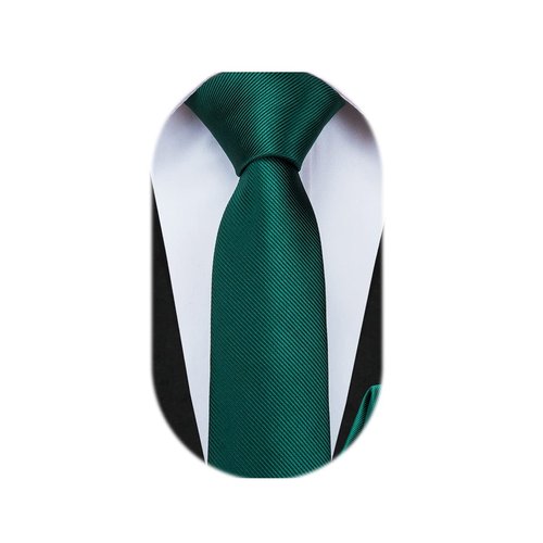 Dubulle Dark Green Boys Ties and Handkerchief Self Green Tie for Kids School Uniform