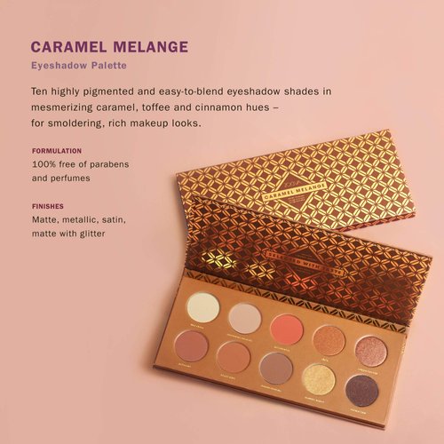 ZOEVA Caramel Melange Eyeshadow Palette - 10 Warm, Neutral & Modern Shades, Matte, Matte with Glitter & Metallic Finishes, Natural Eye Shadow Set, Suitable for All Eye Colors