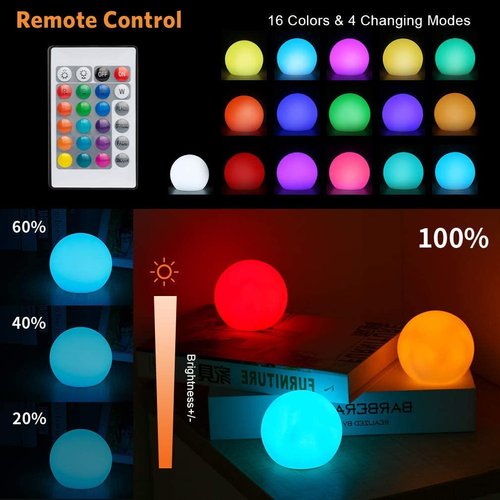 Floating Pool Lights Rechargeable: 6Pack Pool Led Ball Lights with Remote, IP68 Waterproof, 3in Color Changing Glow Orb Night Lights, Bathtub Pond Accessories, Party Garden, Yard, Christmas Decoration