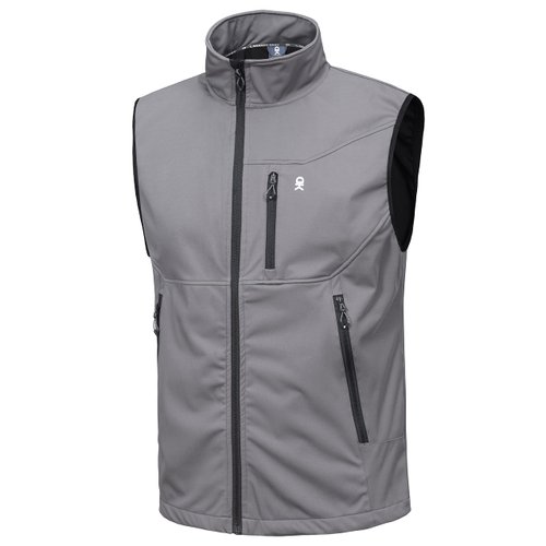 Little Donkey Andy Men's Lightweight Softshell Vest, Windproof Sleeveless Jacket for Travel Hiking Running Golf Gray XXL