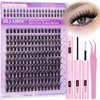 Ruairie Eyelash Extension Kit with Bottom Lashes Wispy Lash Clusters Kit 200pcs DIY Lash Extensions Kit 6-16MM Cluster Eyelashes Extension Kit C Curl Individual Lashes Kit Natural Eyelash Clusters Kit