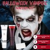 Halloween Vampire Makeup Kit with White Face & Body Paint, Fake Blood and Applicator SFX Makeup Set for Zombie Wounds Clown Cosplay Special Effects Makeup