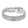 beltiscool 7/8" (22 mm) Leather Dog Collar with Clear Rhinestones Size: M: 11"-13" Neck Color: Silver