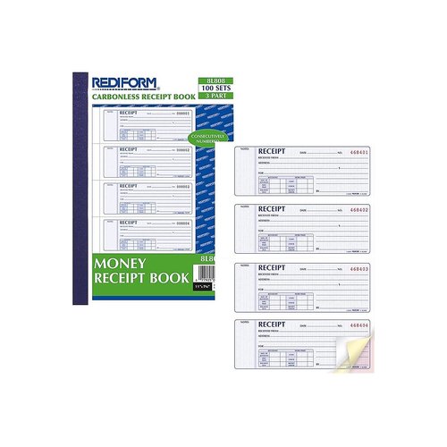 Rediform Receipt Books (RED8L808) Blue 11 x 7.625 inches