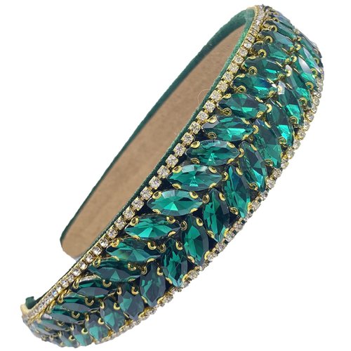 yefaye Sparkly jeweled dressy rhinestone fashion headbands hair bands for women's hair (green)