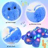 Hopearl LED Musical Stuffed Dinosaur Lighting Up Singing Soft Floppy Plush Toy Adjustable Volume Lullaby Animated Soothe Birthday Gifts for Kids Toddlers, Blue, 12.5''