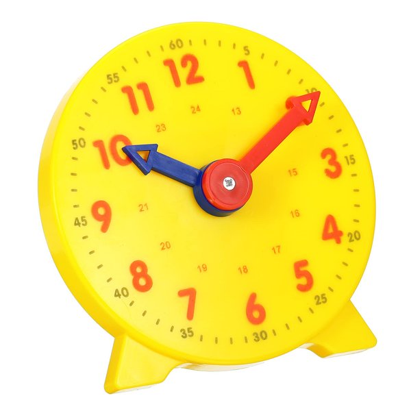 PATIKIL 4 inch Teaching Clock, Learn Clock Learning Tell Time Analog Clock Demonstration Clock 24 Hour 2 Pointers for Classroom Teacher, Yellow
