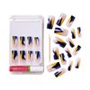 GoldFinger Trendy False Nails Kit, Long Squre Design Nail, Bold Neutral Blue Overlay Effect Print, Ready to Wear Gel & Manicure Stick included, Long-Lasting Convenient & Easy to Apply