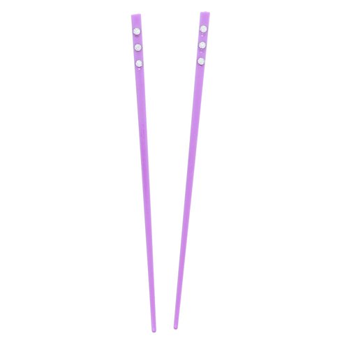 Set of 2 Hair Sticks with 3 Diamonds Chopsticks - Purple
