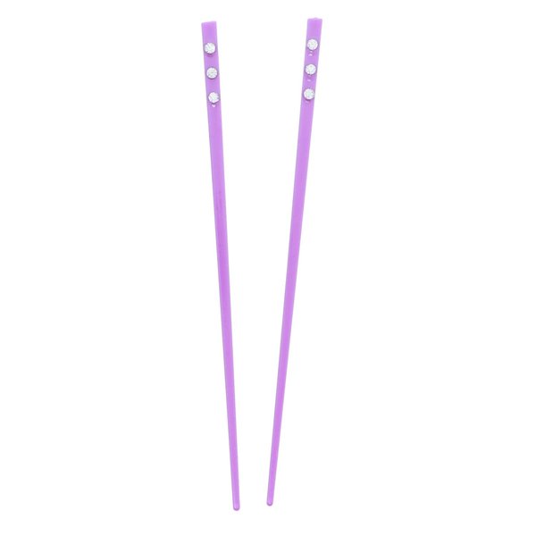Set of 2 Hair Sticks with 3 Diamonds Chopsticks - Purple
