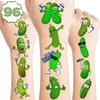 Funny Pickle Temporary Tattoos Stickers Themed Birthday Party Decorations Supplies Favors Decor 96PCS Cool Green Pickles Cucumber Fruits Tattoo Gifts For Kids Adults Boys Girls School Prizes Carnival