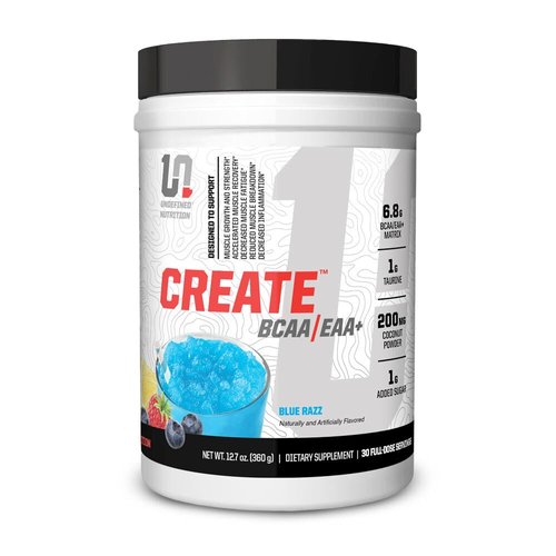 Undefined Nutrition Create BCAA/EAA+ by Brian Shaw -Muscle Recovery & Endurance, 6.8g BCAA/EAA Matrix -Full Spectrum BCAA + Essential Amino Acids Supplement – 30 Servings (127 oz, Blue Razz)