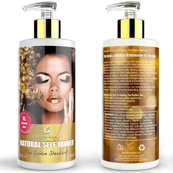 Organic Self Tanner: Get a Sexy Tan Without the Sun Damage! Sunless Tanning Lotion Perfect For Medium To Dark Or Fair Skin. Apply To Face And Body! (8.5 oz)