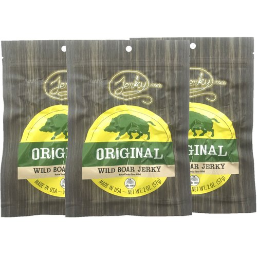 Jerky.com Exotic Original Wild Boar Jerky - Wild Game Meat Snacks, Exotic Snacks, High-Protein, A...