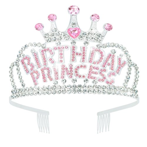 CIEHER Birthday Crown Birthday Princess Crown for Girls, Birthday Tiara Birthday Crowns for Women, Princess Birthday Decorations Birthday Gifts for Girl - Silver