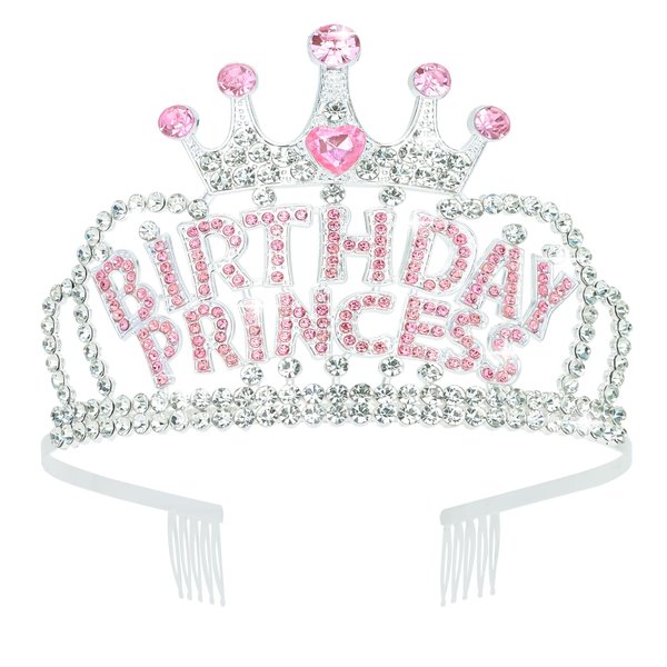 CIEHER Birthday Crown Birthday Princess Crown for Girls, Birthday Tiara Birthday Crowns for Women, Princess Birthday Decorations Birthday Gifts for Girl - Silver
