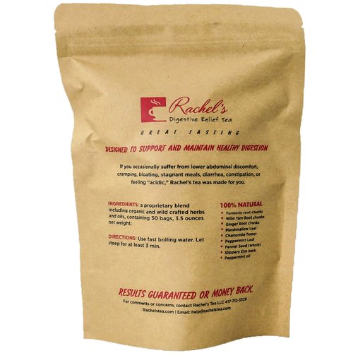 Rachel Tea | 30 Tea Bags | Caffeine free Herbal Tea Turmeric, Wild Yam, Ginger, Marshmallow, Chamomile, Peppermint, Fennel Slippery Elm