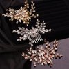 Teyglen Simple Full Rhinestones Bride Wedding Hair Comb Hair Pieces for Bride Bridal Crystal Side Hair Comb Hair Accessories for Women Girls (Gold)