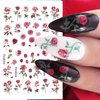 WOKOTO 9 Sheets Flower Nail Art Stickers for Hel Nails 3D Self-Adhesive Pink Red Rose Nail Decals Floral Designs Nail Stickers for Acrylic Nails Art Red Rose Nail Art Design Stickers for Women