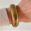 CONRAN KREMIX Gold Chunky Bangle Stretch Bracelets For Women 14K Real Gold Filled Stainless Steel Cuff Bracelet Non Tarnish Trendy Jewelry 20MM Width,8 Inches