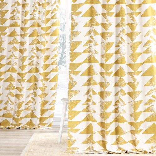 HPD Half Price Drapes Printed Curtains 96 Inches Long Cotton Curtain (1 Panel) Room Darkening Window Curtains for Bedroom & Living Room, 50W x 96L, Gold