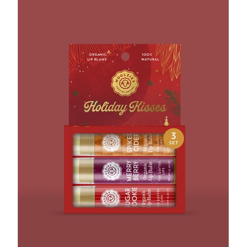 Woolzies Holiday Kisses Lip Balm Set of 3 | Includes Sugar Cookie, Merry Berry, & Spiced Cider | 0.15 OZ