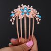 Chargances Boho Flower Blue Rhinestone Hair Comb Bride Wedding Pearl Crystal Hair Side Comb Luxury Beaded Handmade Hair Accessories for Women and Girls (Blue)