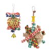 Hypeety Bird Foraging Toys Natural Seagrass Woven Basket Parrot Foraging Chewing Toys with Bell Parakeet Hanging Toys for Cockatiel Sun Parakeet Budgie Lovebirds (2pcs Bite Cake + Woven Basket)