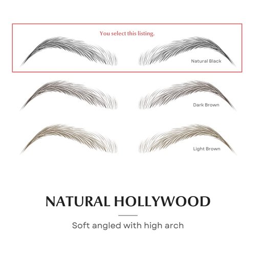 Bliss and Beyond USA | Waterproof Eyebrow Tattoo Stickers. A real hair stroke look. Hair replacement without surgery. Solution for hair loss. Tinted eyebrow tattoos. (New Hollywood, Natural Black)