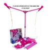 Kids Karaoke Microphone with Stand: Dual Music Stand and Microphone Stand, Bluetooth Microphone, Pink Microphone Perfect for Party Singing Adjustable Height Easy Assembly, Pedestal