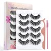 Akara 5 Pairs Wispy Lashes, Faux Mink Lashes Natural Look, Fluffy Volume Soft False Eyelashes,100% Handmade 3D Lashes Kit Cat Eye Lashes