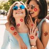 12 Sheets Valentine's Day Lip Prints Temporary Tattoos, Face Body Fake Tattoos, Hot Pink Red Black Kiss Heart Stickers Birthday Party Favors Supplies Festivals Makeup