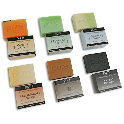Luxury Triple Milled Mens Gift Set Handmade Soap Bar. Artisan Soap Cold Process Soap Bar! Men Gift Set includes Tea Tree, Cedar, Sandalwood, Charcoal, Spearmint & Pine Tar Soap Natural Soap Set