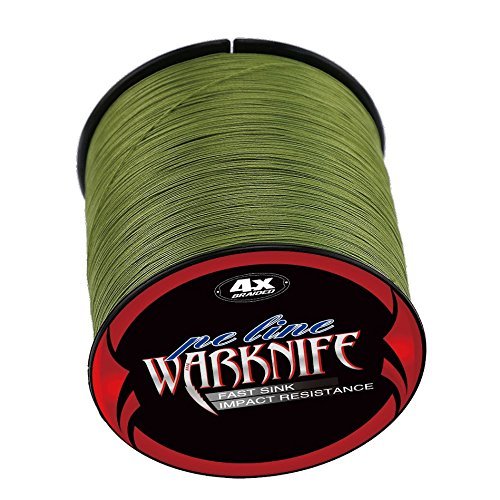 Warknife 4 Strands Braided Fishing Line, 300M/328Yards 90LB Super Strong Wear-Resistant Tensile Strength Small Diameter Fishing Wire,Army Green