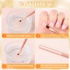 INENK Pink Nail Art Clean Up Brushes for Cleaning Polish Mistakes on the Cuticles, Acetone Resistant Nail Brush, Fingernail Cleaning Brushes for Nail Art and Designs (Round&flat&Bevel)