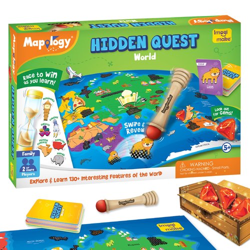 Imagimake Mapology Hidden Quest World Map Board Game | Magical Swipe & Reveal | Educational Toys for Ages 5-7 & 8-12 | Boys & Girls Toys Age 6-8 | Gifts for 10-Year-Old Boys
