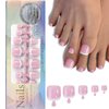 Maigitur Toe Nail Tips - Short French Tip Toenail Press Ons, 120Pcs Pink Soft Gel Toe Nail Tips, Soak Off Press On Toenails Square Fake Toes for Women Girls Manicure