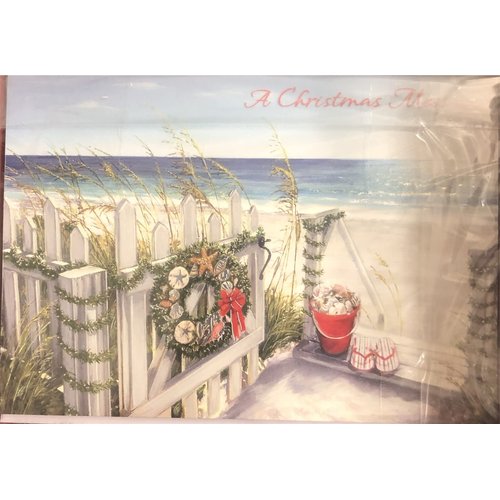 Designer Greetings Shell Wreath on White Gate Box of 18 Warm Weather Christmas Cards