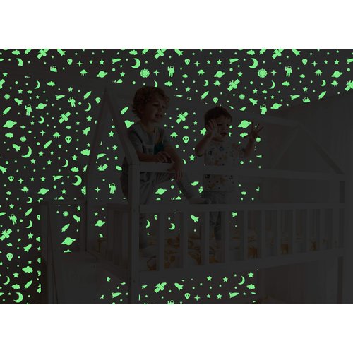 Glow in The Dark Stars, Moon and Space Wall Decals for Kids Bedrooms Nursery Baby Room Kids Room – Stylish Glow in The Dark Decals for Wall and Ceiling Decoration Featuring Stars, Moon and Planets