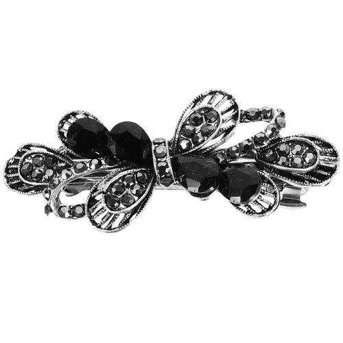 minkissy Black Rhinestone Hair Clip - Bride Hair Barrette Crystal Butterfly Hair Barrettes Spring Hair Barrettes for Women Hair Clip Metal Accessories for Women Miss