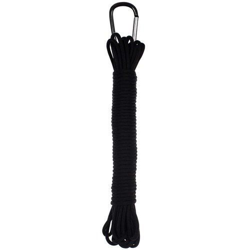 Paracord Planet 550 Paracord with Carabiner – Tactical 7 Strand Utility Rope for Camping, Backpacking, Survival, and Outdoor Activities (Black, 30 Feet)