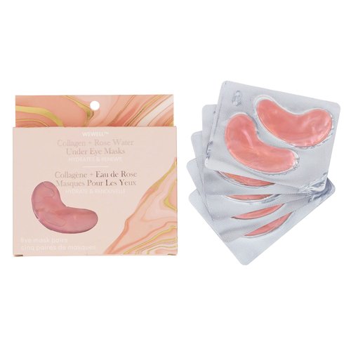 Jean Pierre WEWELL Gold Under Eye Masks, Rejuvenating & Firming, Softening & Restoring, Hydrating & Renewing, Five Mask Pairs (Collagen + Rose Water)
