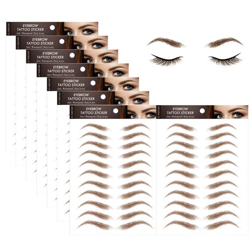 Eyebrow Tattoo Stickers, 4D Hair-like Authentic Eyebrows, Brown Imitation Ecological Lazy Natural Tattoo Eyebrow Stickers Waterproof for Woman Makeup Tool for Woman 88 Pairs (Classic Pattern）