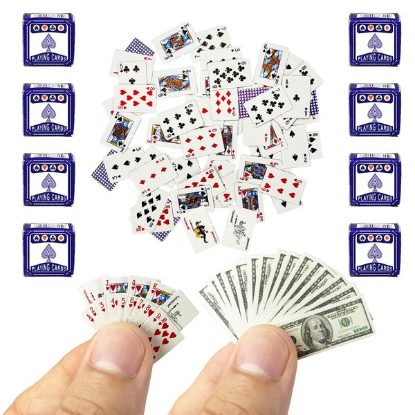 YOUHORYA 50Sets Fun Mini Playing Cards Miniature Poker Game Cute Party Travel Dollhouse 1:6 Home Decoration Toys Simulated Small for Kids Adults Novelty Gift Micro Card Dolls Supplies Tiny Model