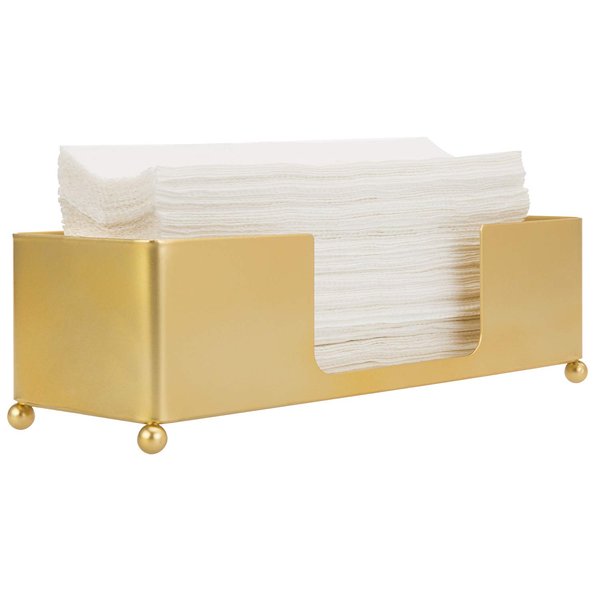 MyGift Modern Brass Tone Metal Tabletop Commercial Folded Paper Towel Holder Dispenser Tray