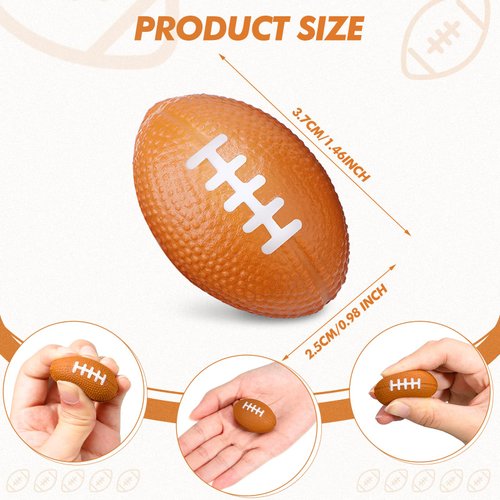 Jerify 120 Packs Mini Football Stress Ball, 1.46 Inch, PU Foam, Suitable for Parties, School, Rewards