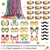 Bucherry 54 Pieces Cinco De Mayo Sombrero Hats Mexican Beaded Necklace Paper Eyewear Fiesta Party Supplies Bulk for Mexican Day Decorations