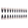 SINHOT Stiletto Press on Nails Extra Long Fake Nails with Glue Glossy False Nails with Black Gradient Designs Full Cover Almond Acrylic Nails 24pcs
