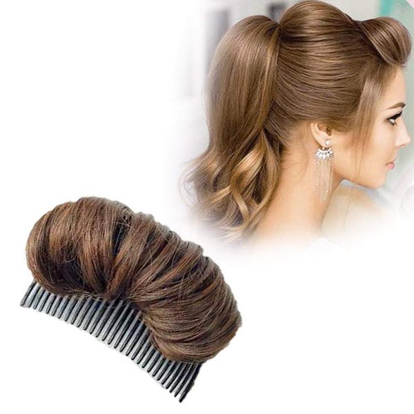 Hidyliu Bump Up Comb Clip Hair Bun Hair Base Set Sponge Styling Insert Braid Tool Hair Bump Up Hair Accessories Volume Insert Set for Women Girls DIY Hairstyle Beauty Tool (Light Brown)